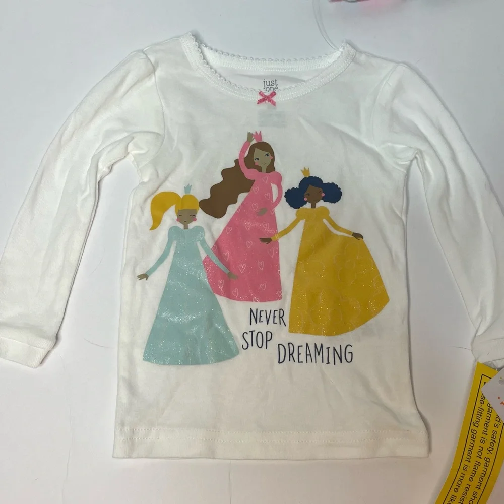Carters Just One You Baby Girl 4 pc Princess Snug Fit Pink White Pajama Set NEW